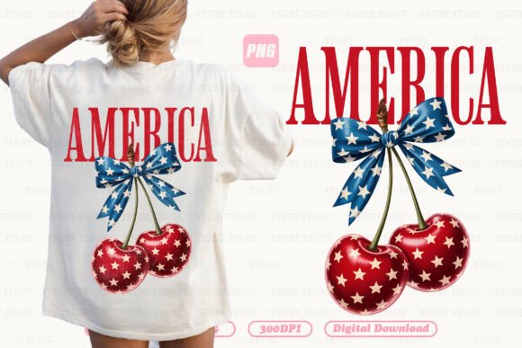 Celebrate with the 4th of July America Cherry Coquette Bow Design