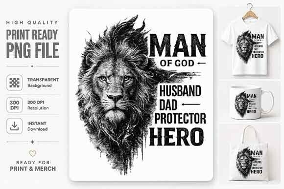 Faith Dad Lion Shirt PNG: A Design Asset for Bold Statements