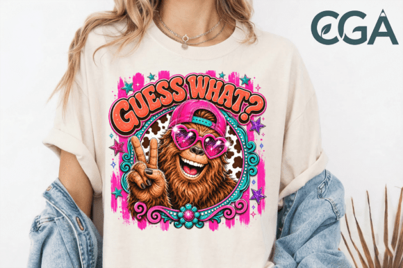 Guess What Bigfoot Cowgirl Frame PNG: A Wildly Fun Design Asset