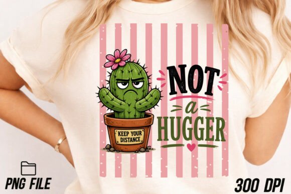 Not a Hugger Cactus Funny Sarcastic PNG: A Design Asset with Bite