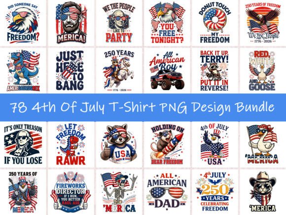 Patriotic Design Power: The 4th of July T-Shirt PNG Design Bundle