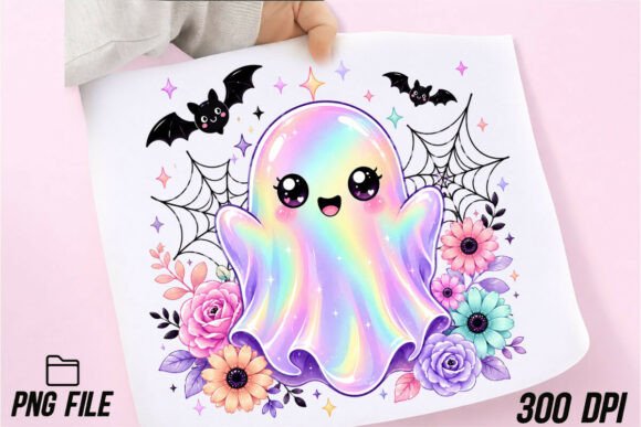 Spooky Season Gets a Glow-Up: The Cute Rainbow Ghost PNG