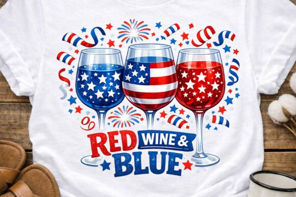 Toast to Freedom: The Red Wine & Blue Patriotic PNG