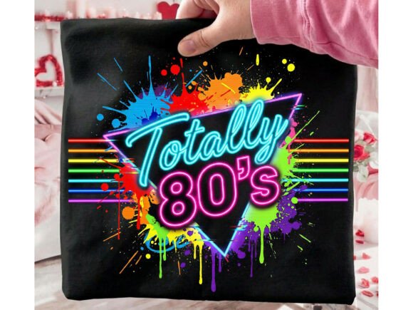 Totally 80s Retro Neon Tshirt Design: Bold Vintage Style
