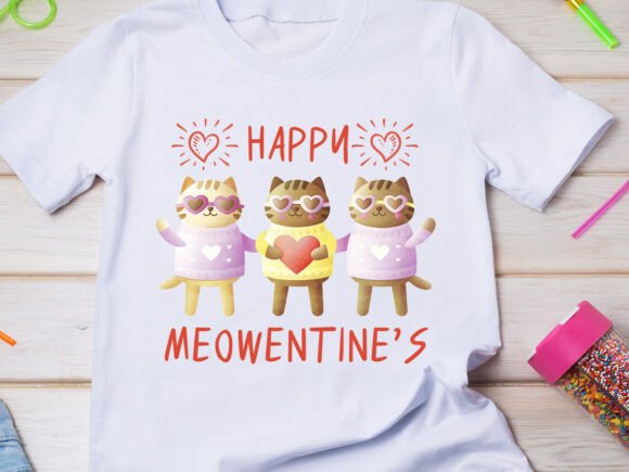 Valentine Cat, Happy Meowentines Clipart for Your Designs